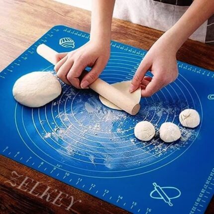 Silicon Fondant Rolling Mat or Silicone Baking Sheet Large with Measurements Stretchable for Kitchen Roti Chapati Cake Pad Cooking Dough Atta Kneading Big Size (Color May Vary)